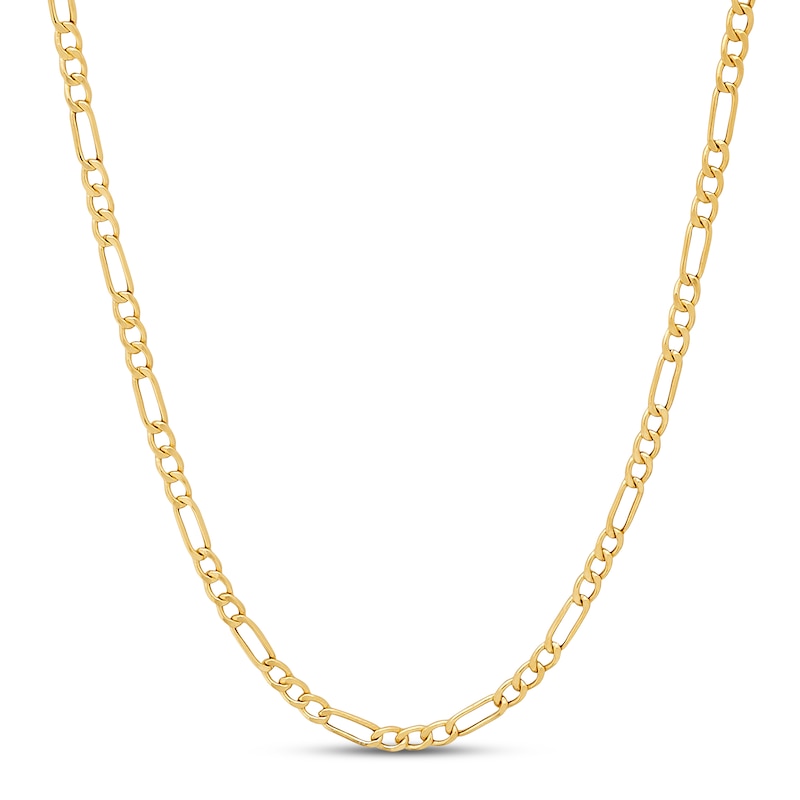 Main Image 1 of Figaro Chain Hollow 14K Yellow Gold 22&quot;