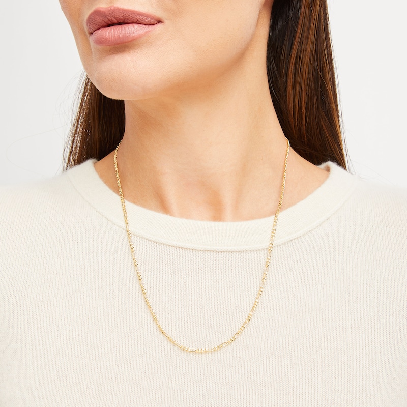 Main Image 3 of Figaro Chain Hollow 14K Yellow Gold 22&quot;