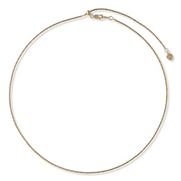Adjustable Cable Chain Necklace Solid 14K Yellow Gold 20"