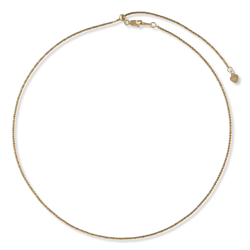 Adjustable Solid Cable Chain Necklace 14K Yellow Gold 20"