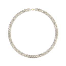 Men's Cuban Curb Chain Necklace 6 ct tw Diamonds 10K Yellow Gold 22&quot;