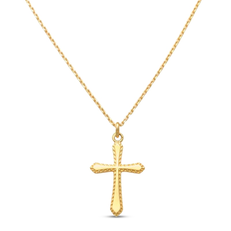 Main Image 1 of Children's Cross Necklace 14K Yellow Gold 15&quot;