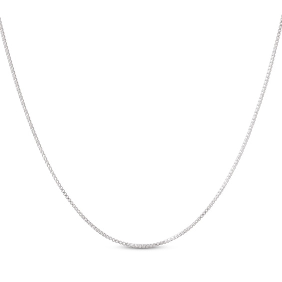 0.7mm Box Chain Necklace Solid 14K White Gold 16"