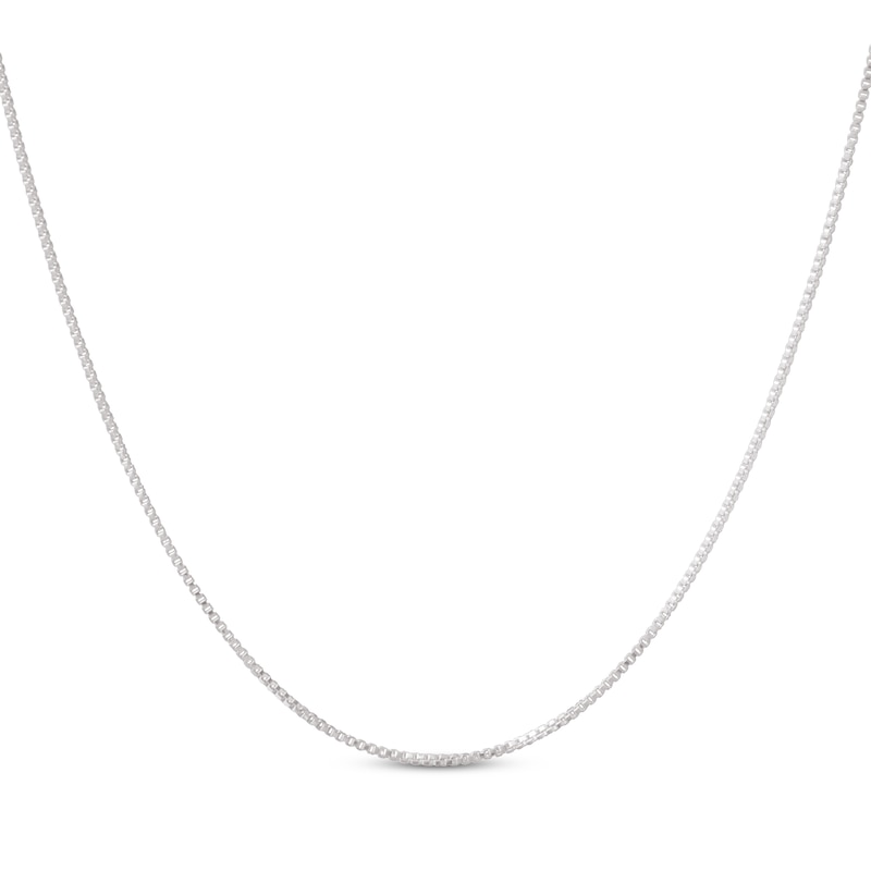 Main Image 2 of 0.7mm Box Chain Necklace Solid 14K White Gold 16&quot;