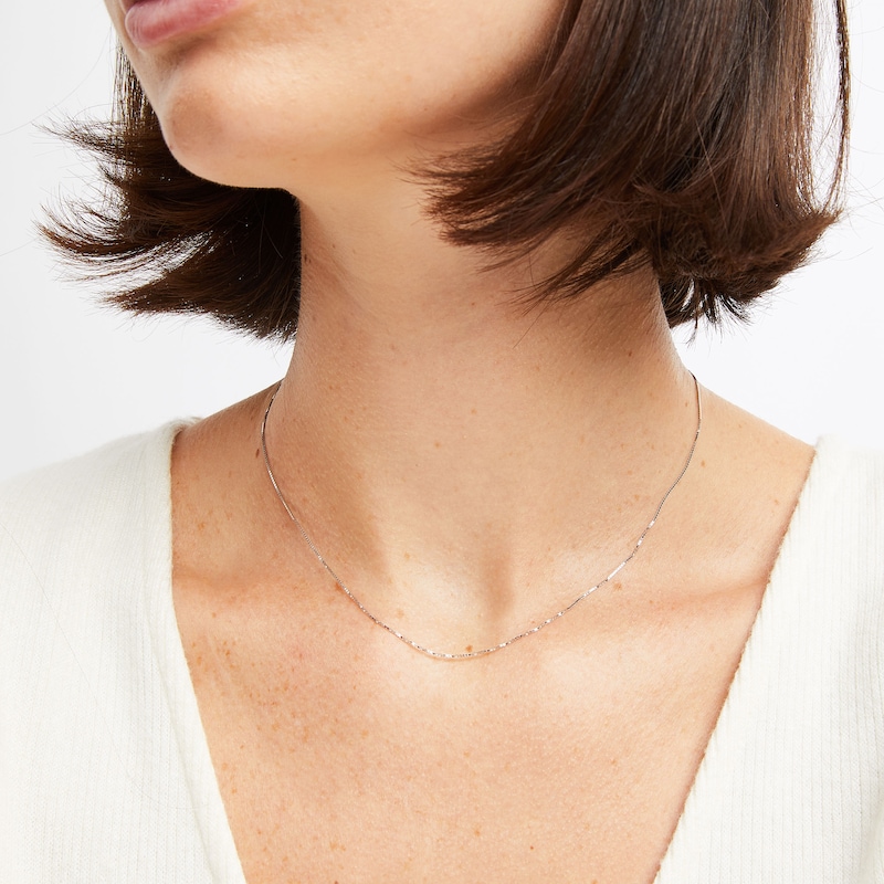 Main Image 3 of 0.7mm Box Chain Necklace Solid 14K White Gold 16&quot;