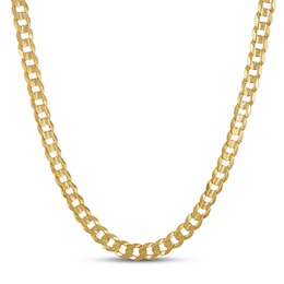 Italian Flat Curb Chain Necklace Solid 10K Yellow Gold 24"
