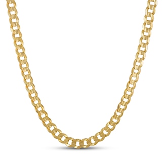 8.7mm Flat Curb Chain Necklace Solid 10K Yellow Gold 24"