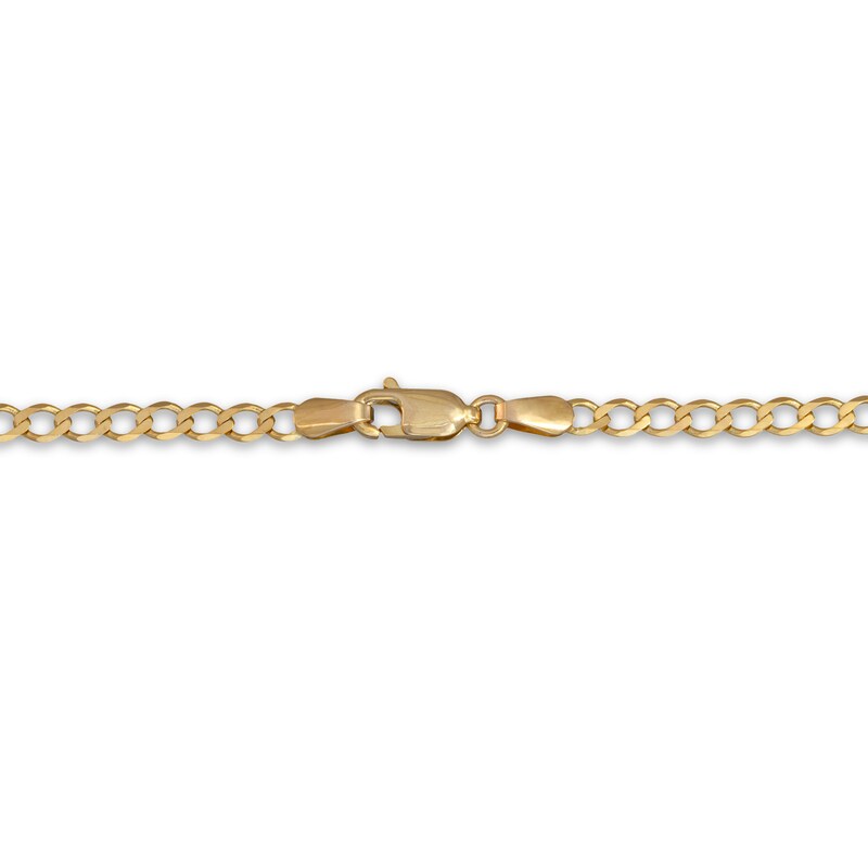Diamond Cut Solid Curb Chain Necklace 14K Yellow Gold 22"