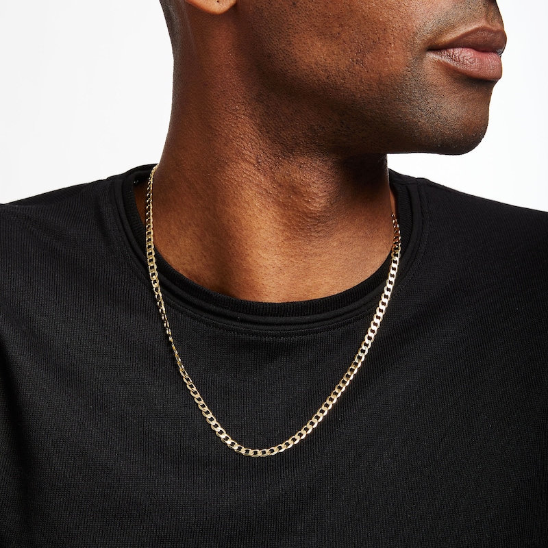 Main Image 3 of Curb Chain Solid 10K Yellow Gold 22&quot;