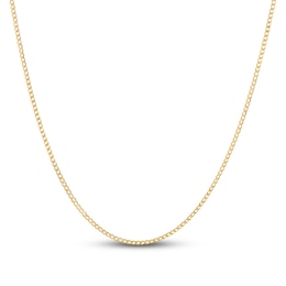 Solid Curb Chain Necklace 14K Yellow Gold 18&quot;