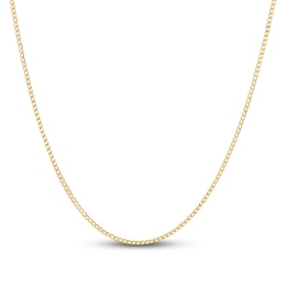 Curb Chain Necklace Solid 14K Yellow Gold 18"