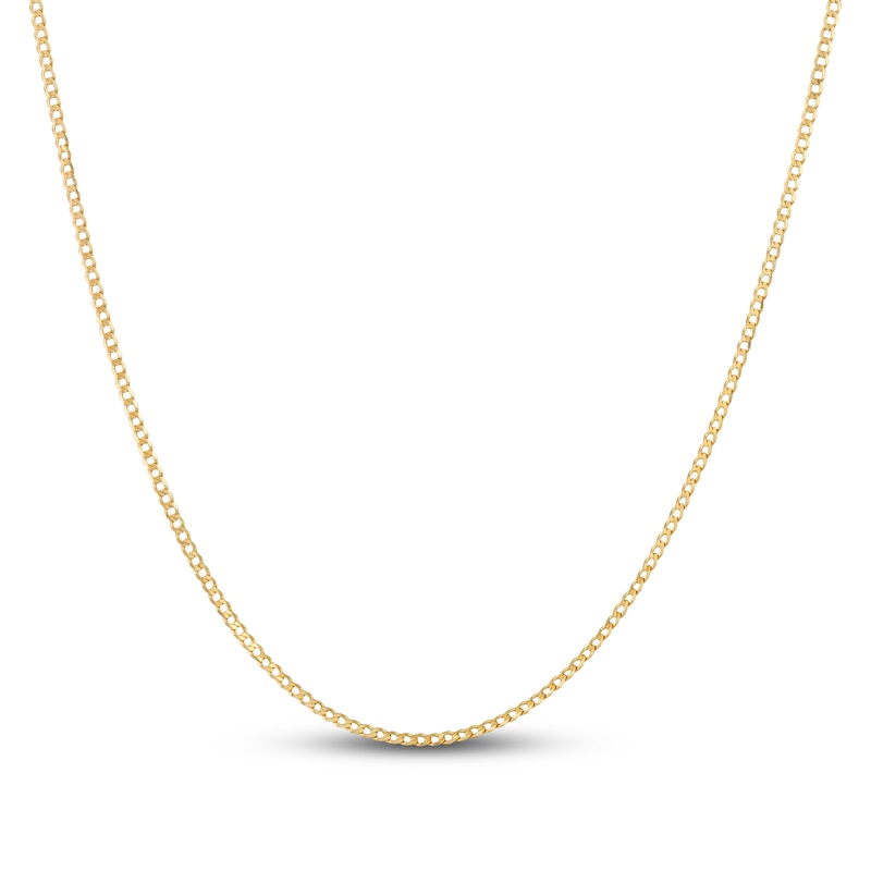 Main Image 1 of Curb Chain Necklace Solid 14K Yellow Gold 18&quot;