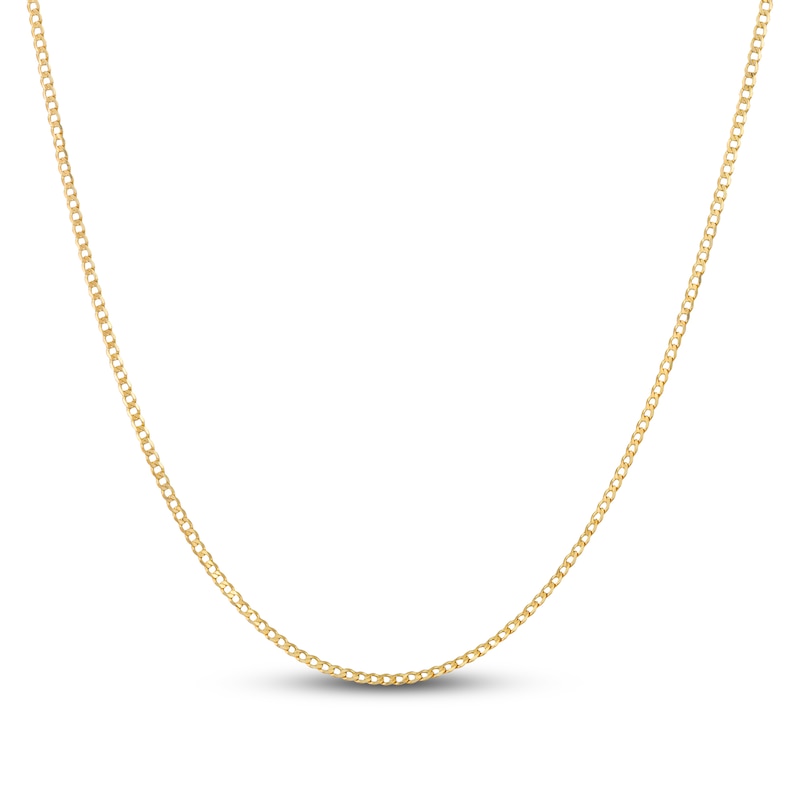 Solid Curb Chain Necklace 14K Yellow Gold 18"