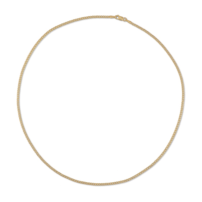 Main Image 3 of Curb Chain Necklace Solid 14K Yellow Gold 18&quot;
