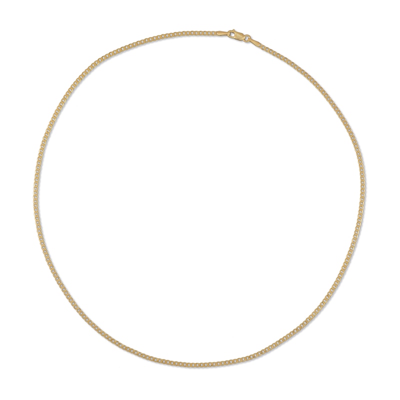 Solid Curb Chain Necklace 14K Yellow Gold 18"