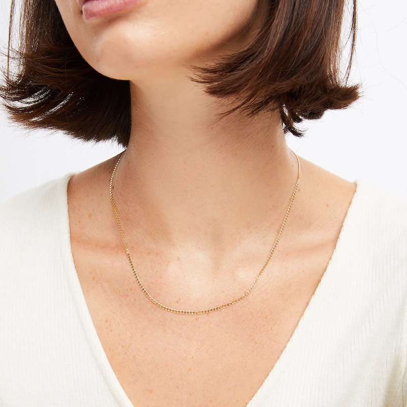 Main Image 4 of Curb Chain Necklace Solid 14K Yellow Gold 18&quot;