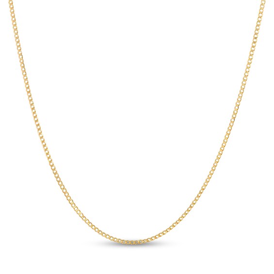Curb Chain Necklace Solid 14K Yellow Gold 20"