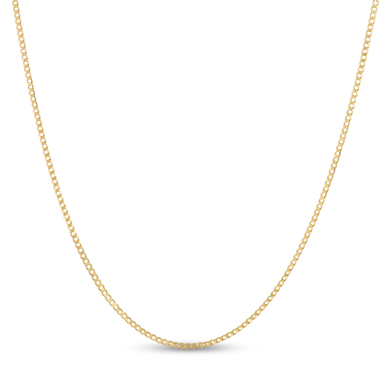 Solid Curb Chain Necklace 14K Yellow Gold 20"