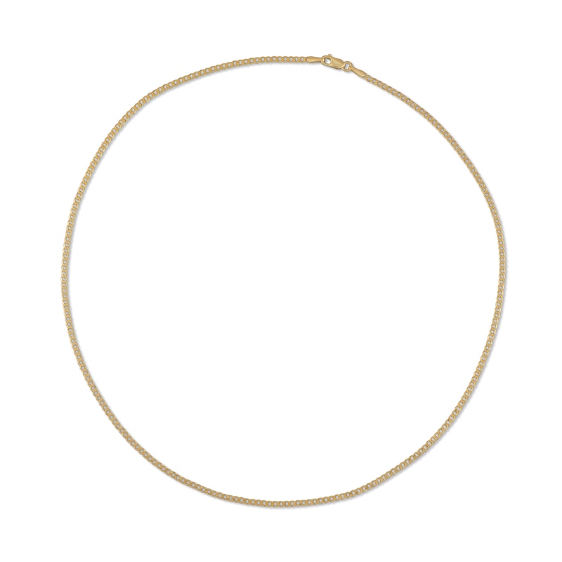 Solid Curb Chain Necklace 14K Yellow Gold 20"