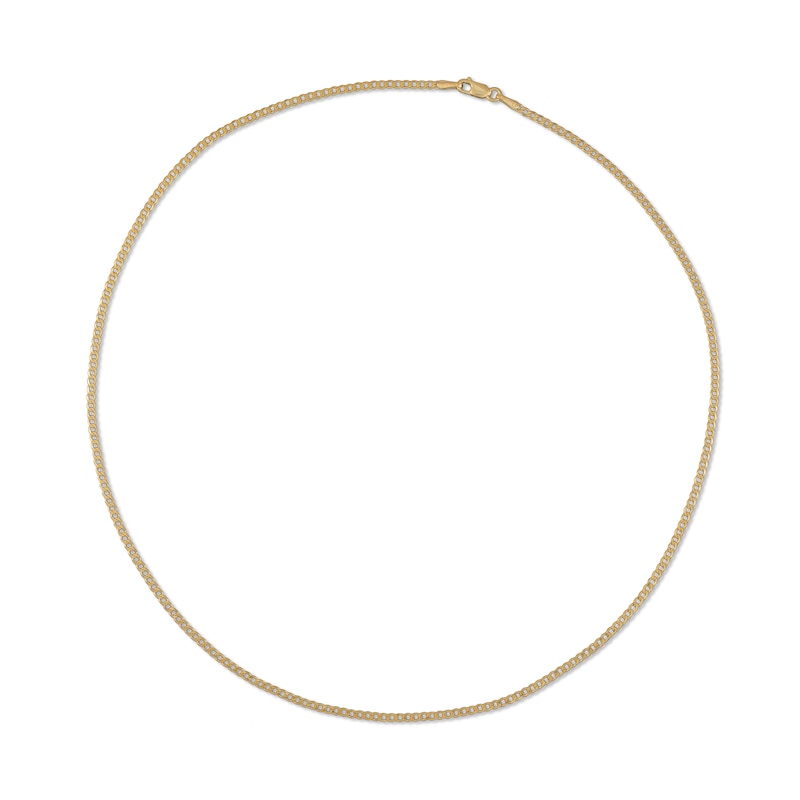 Main Image 3 of Curb Chain Necklace Solid 14K Yellow Gold 20&quot;