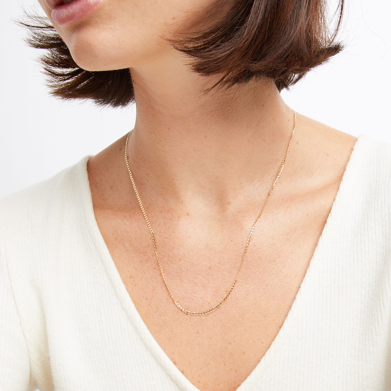 Main Image 4 of Curb Chain Necklace Solid 14K Yellow Gold 20&quot;