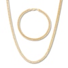 Thumbnail Image 1 of Hollow Curb Chain Necklace & Bracelet Set 10K Yellow Gold