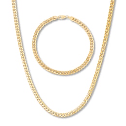 Chain Necklace & Bracelet Set 10K Yellow Gold