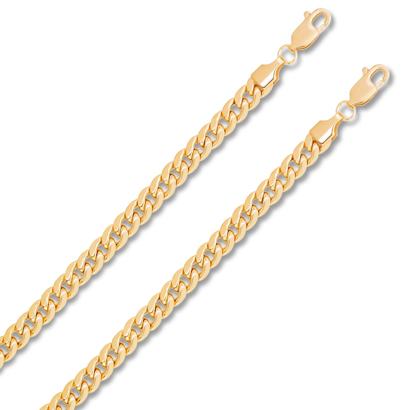 Hollow Curb Chain Necklace & Bracelet Set 10K Yellow Gold