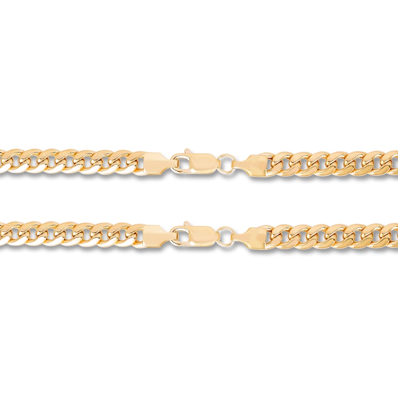 Hollow Curb Chain Necklace & Bracelet Set 10K Yellow Gold