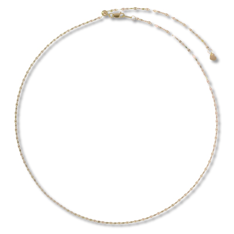 Adjustable Mirror Chain Necklace 14K Yellow Gold 20"
