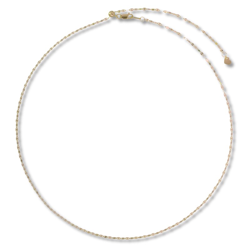 Main Image 1 of Adjustable Mirror Chain Necklace Solid 14K Yellow Gold 20&quot;
