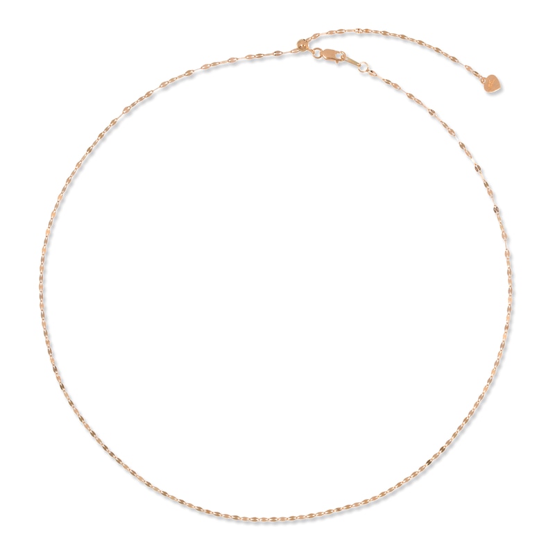 Main Image 1 of Adjustable Mirror Chain Necklace Solid 14K Rose Gold 20&quot;
