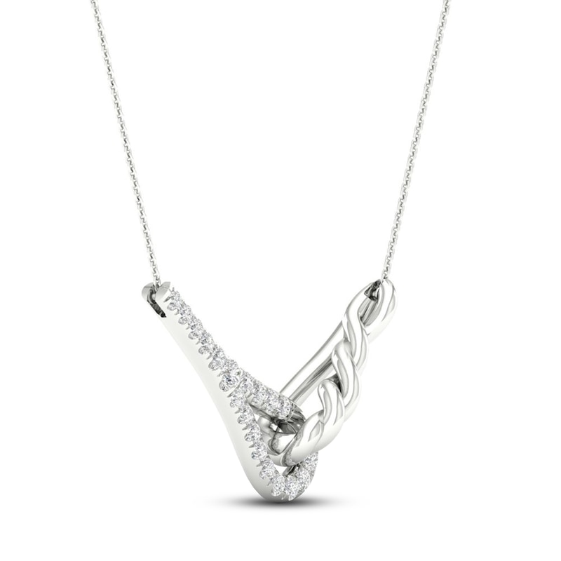 Main Image 2 of Love + Be Loved Diamond Necklace 1/6 ct tw 10K White Gold 18&quot;