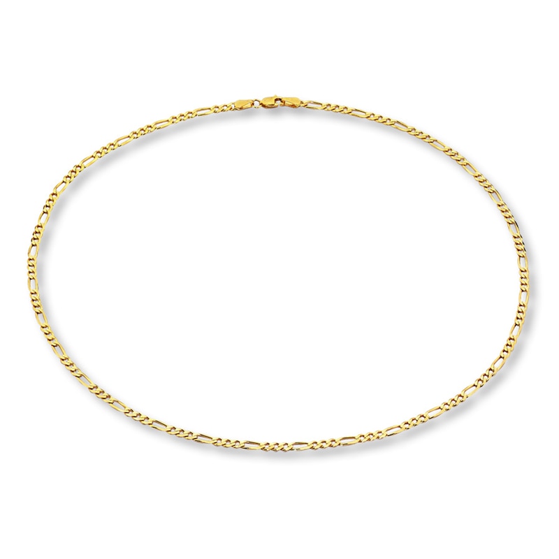 Solid Figaro Link Chain 14K Yellow Gold 20" Length