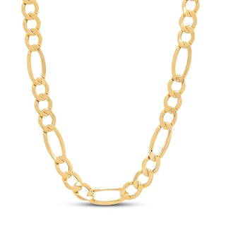 Hollow Figaro Link Necklace 14K Yellow Gold 22"