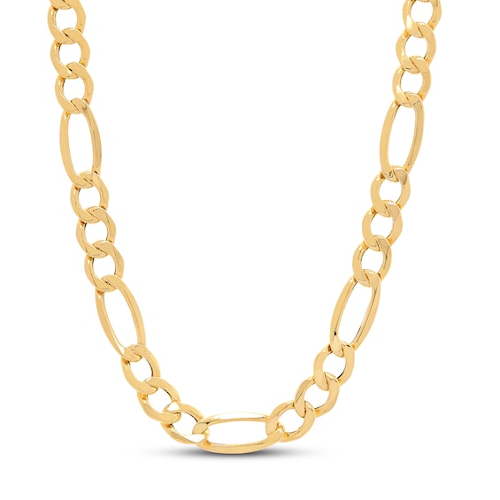 Hollow Figaro Link Necklace 14K Yellow Gold 22"