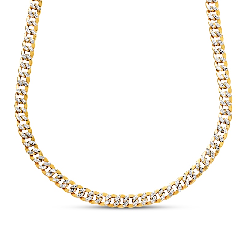 Semi-Solid Curb Link Necklace 10K Two-Tone Gold 22"
