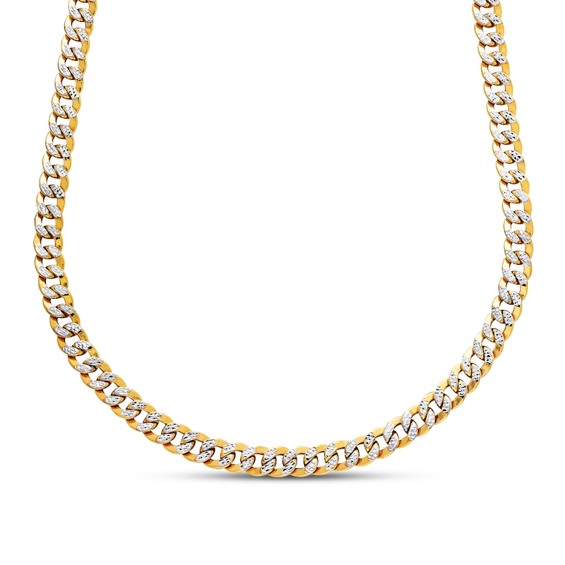 Main Image 1 of Curb Link Necklace Semi-Solid 10K Two-Tone Gold 22&quot;