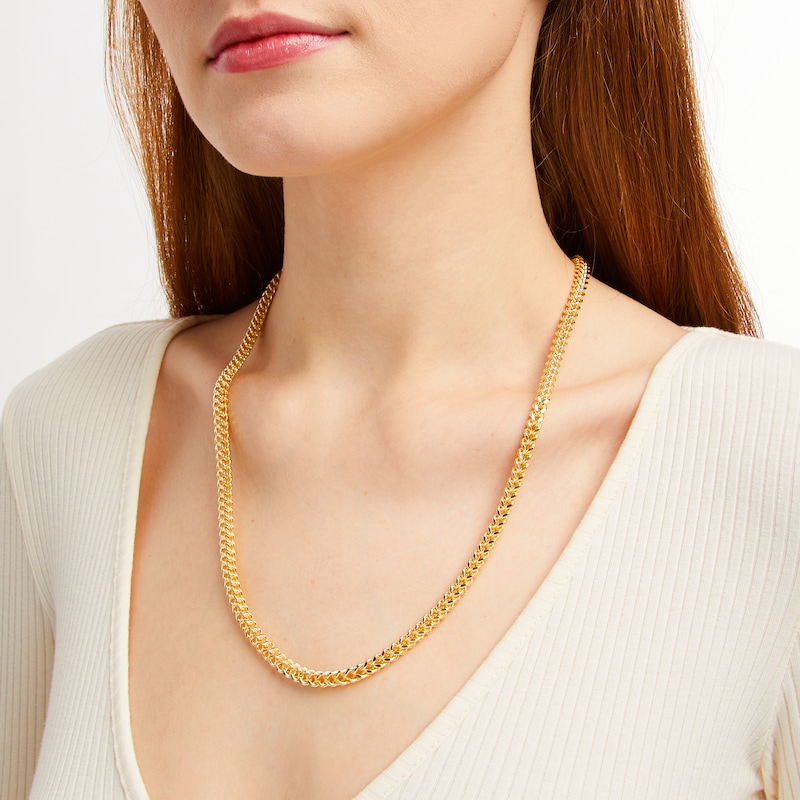 Hollow Franco Necklace 14K Yellow Gold 24"