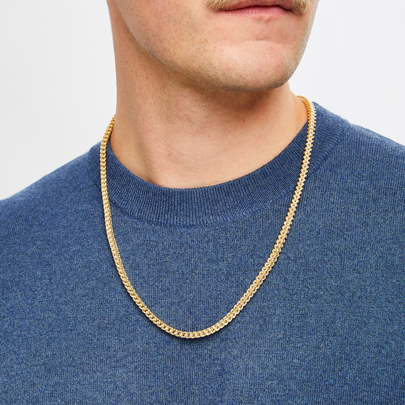 Hollow Franco Necklace 14K Yellow Gold 24"