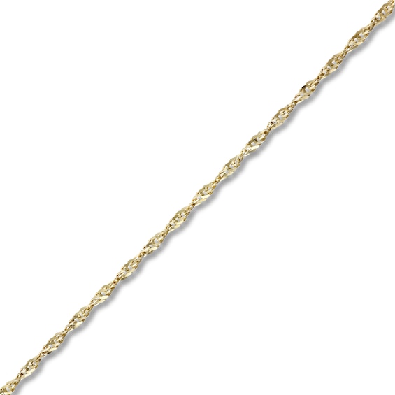 Solid Singapore Chain Necklace 14K Yellow Gold 18"