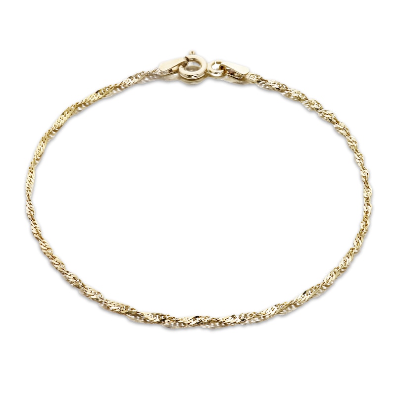 Solid Singapore Chain Necklace 14K Yellow Gold 18"