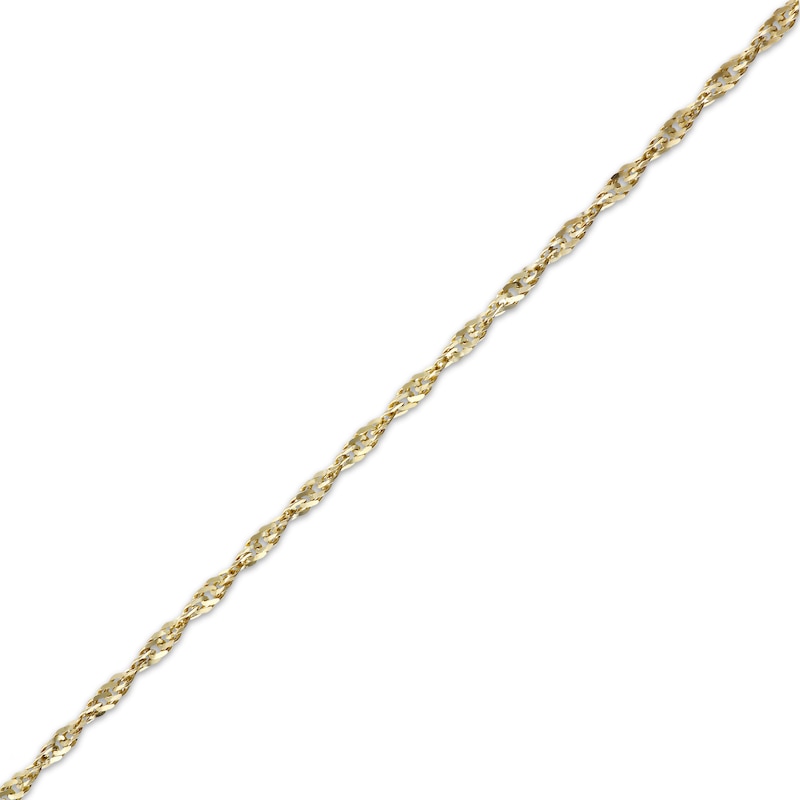 Solid Singapore Chain Necklace 14K Yellow Gold 18"