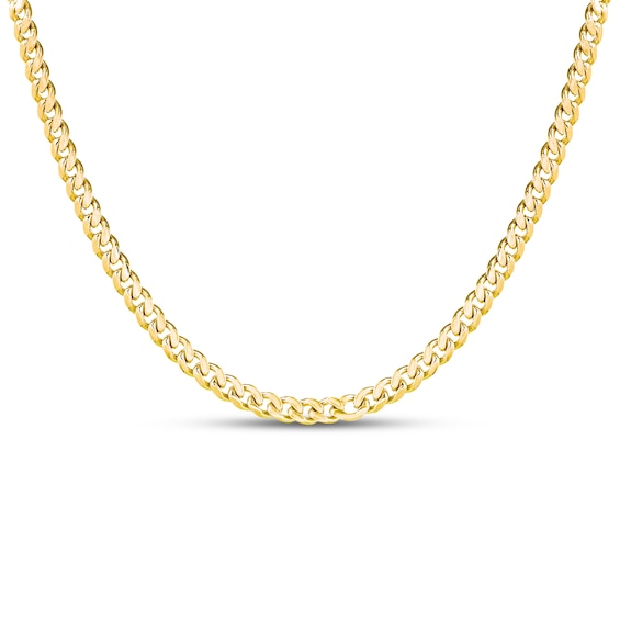 Cuban Curb Chain Necklace Solid 14K Yellow Gold 24"