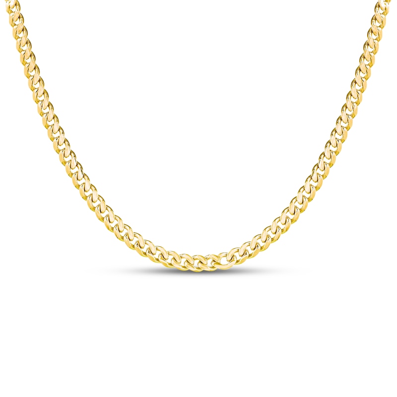 Main Image 1 of Cuban Curb Chain Necklace Solid 14K Yellow Gold 24&quot;