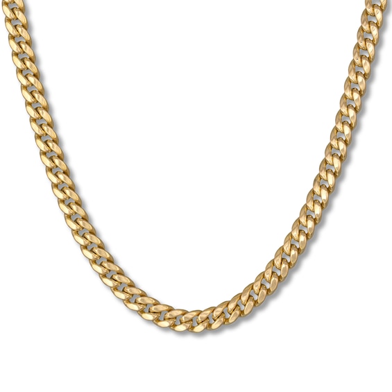 Cuban Link Chain Hollow 10K Yellow Gold 22"