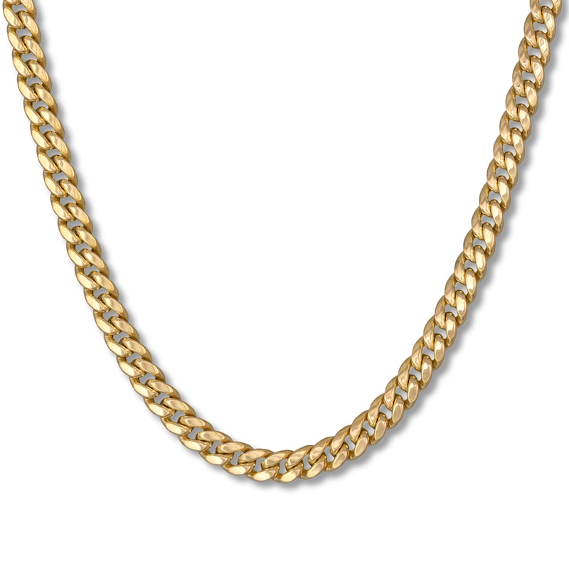 Main Image 1 of Cuban Link Chain Hollow 10K Yellow Gold 22&quot;