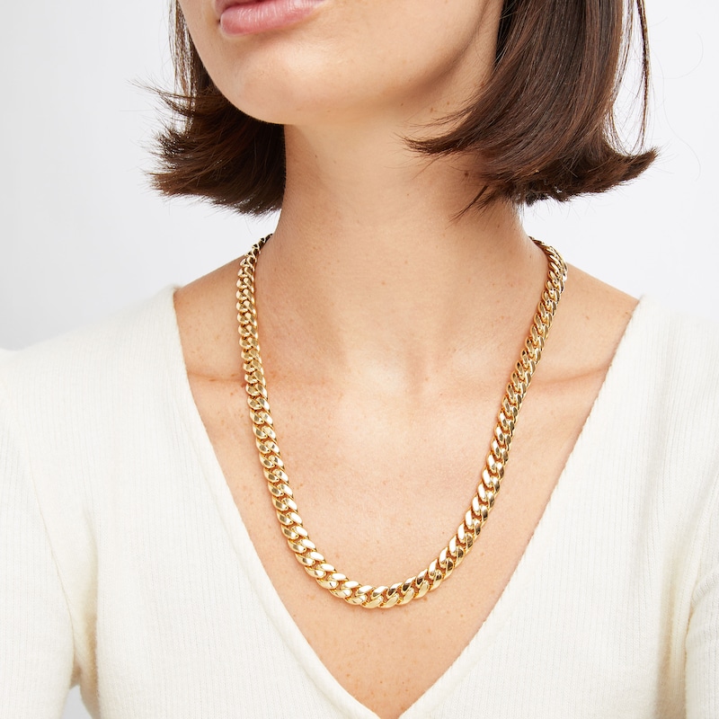 Main Image 3 of Cuban Link Chain Hollow 10K Yellow Gold 22&quot;
