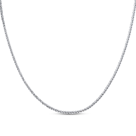 Solid Wheat Chain Necklace 14K White Gold 22" Chain