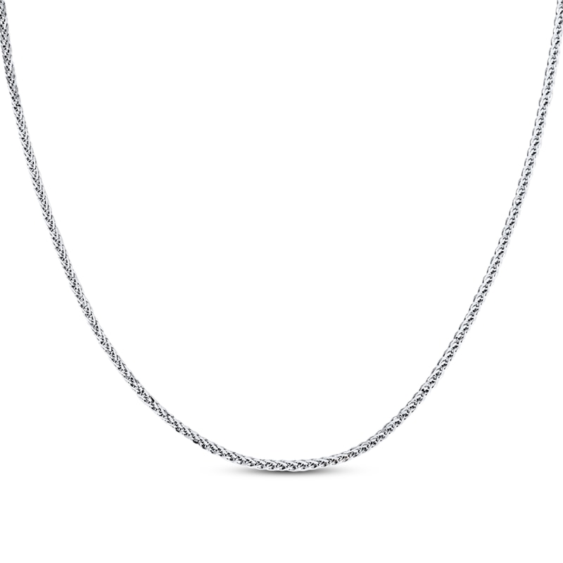 Main Image 1 of Wheat Chain Necklace Solid 14K White Gold 22&quot; Chain